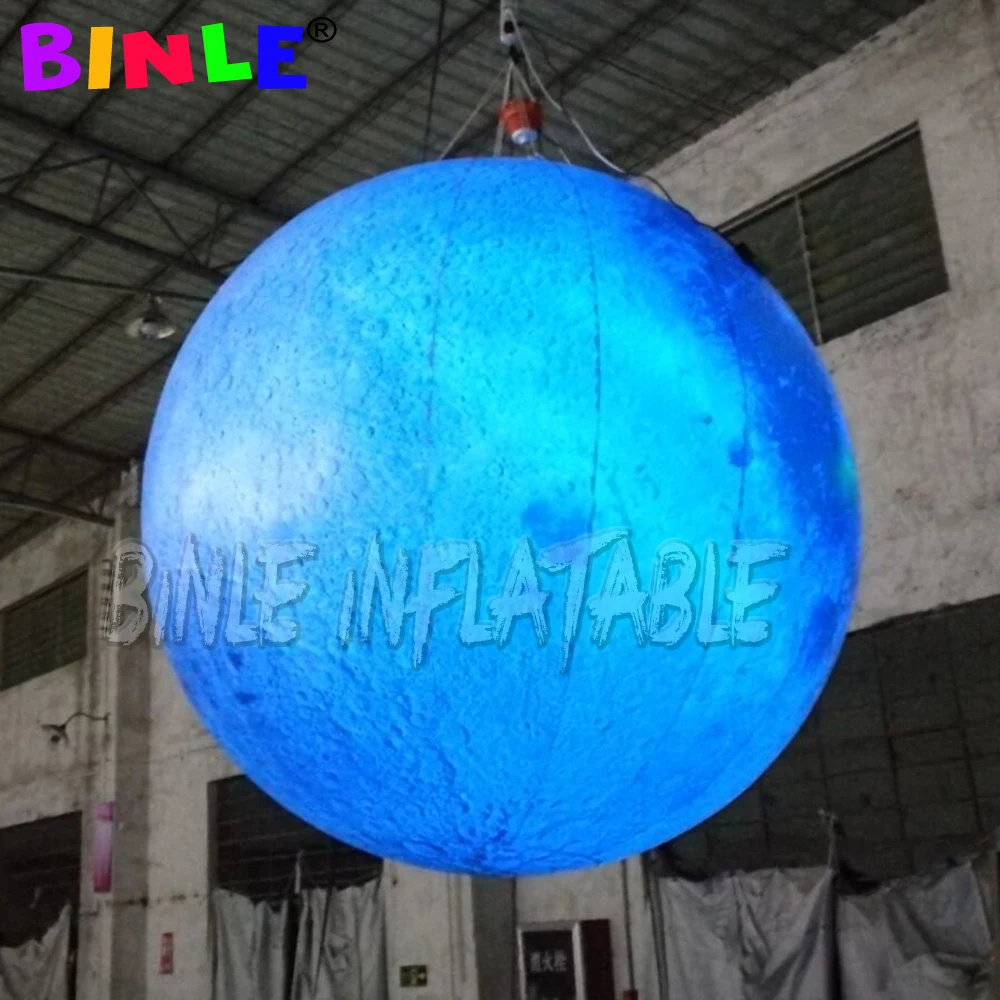 Grey giant park yard illumination inflatable moon balloon,hanging/grounding inflatable moon planet ball for festival decoration 5