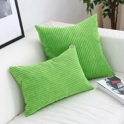 Fruit Green Мягкий Бархатный Чехол на подушку, однотонный Чехол на подушку, вельвет, флокирование, в полоску, желтый, серый цвет, декоративная наволочка для подушек 45x45 см/60x60 см - Цвет: Fruit Green