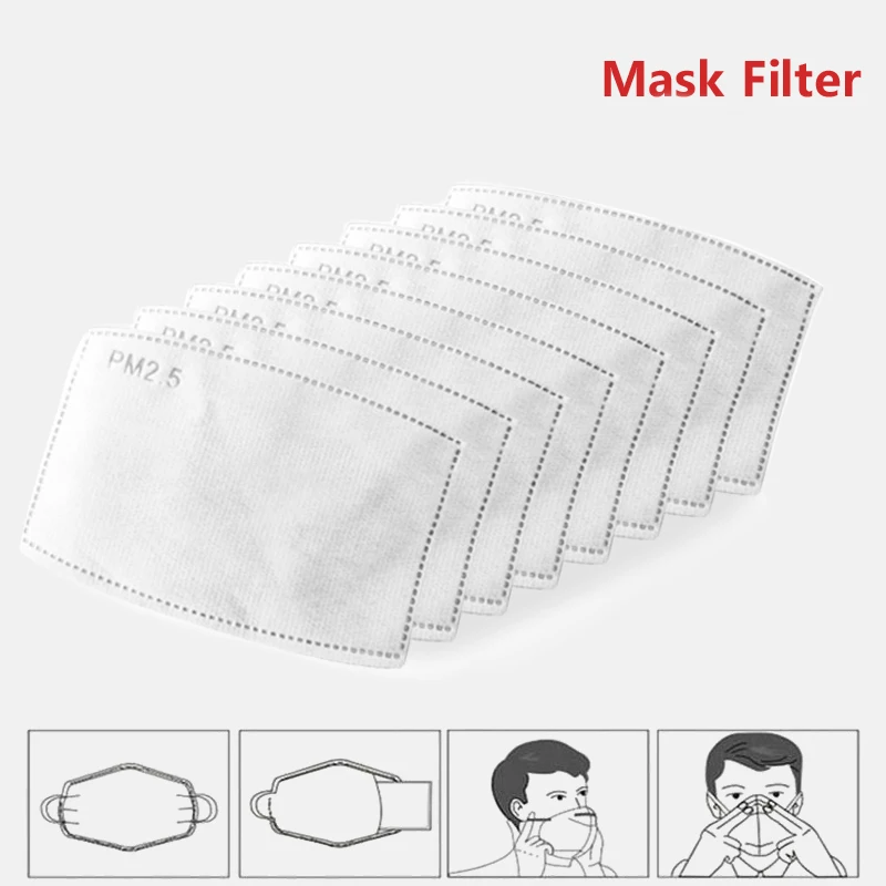 

50Pcs 5 Layers PM2.5 Activated Carbon Filter Insert Anti Dust Protective Filter Media Insert for mouth Mask anti dust masks
