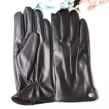 Новые женские перчатки, осенне-зимние теплые перчатки из искусственной кожи, женские модные черные плюшевые перчатки с подкладкой из искусственной овчины, кожаные перчатки для вождения PL017