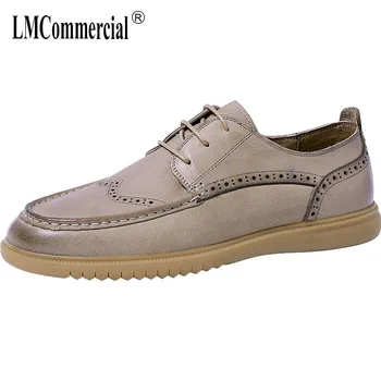 

British mens casual shoes soft soles Bullock mens luxury shoes men designer shoes all-match cowhide breathable Leisure shoes