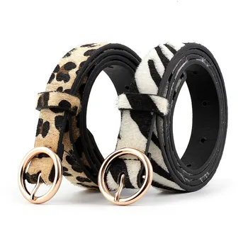 

2019 New Fashion Leopard Belt Women Snake Zebra Leopard Print Waist Belt PU Leather Gold Ring Buckle Belts For Ladies Female