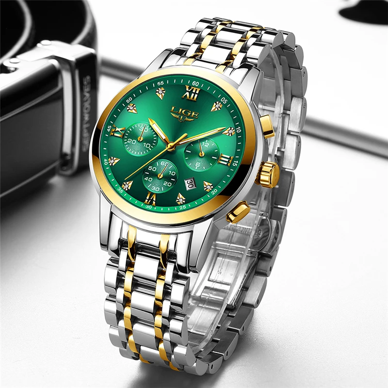 2020 Brand LIGE Green Water Ghost Luxury Men's Watch Waterproof Date Clock Mens Watches Men Quartz Wristwatch Relogio Masculino