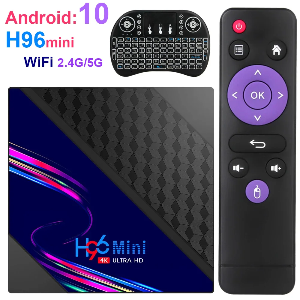 

Newest H96 MINI V8 Android 10 Smart TV Box RK3228A 2GB 16GB 2.4Ghz Wifi Google Play Youtube H96Mini 4K Media Player Set TV Box