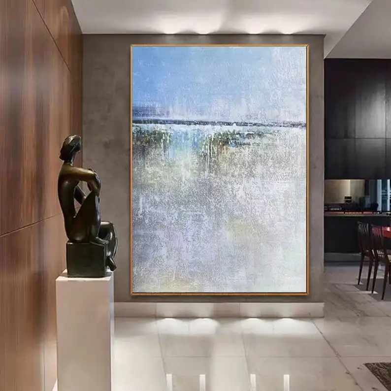 

Extra Large Handmade oil painting Blue Landscape Abstract Painting Extra Wall Art Canvas Contemporary Home Decor Free Shipping