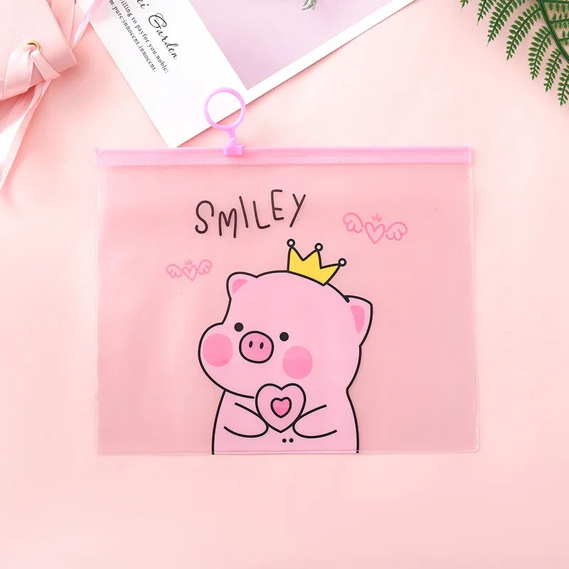 C Kawaii ПВХ сумки для документов мультфильм свинья файл папка Карандаш Чехол канцелярские принадлежности держатель Органайзер кольцо файл сумка ручка бумага контракт сумки - Цвет: C