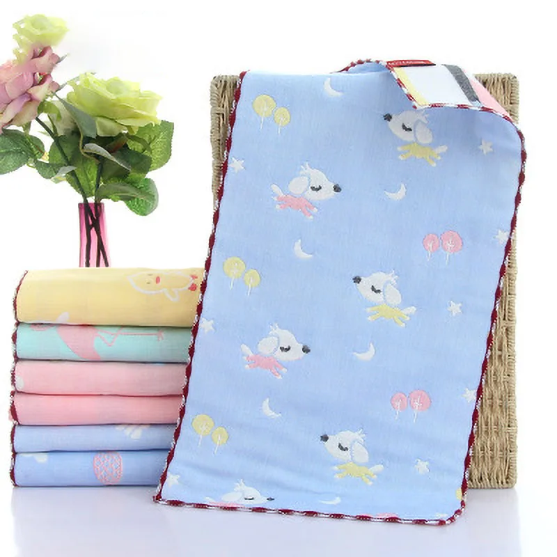 

25*50cm 100%Cotton Newborn baby and children's towel jacquard 6 six layers gauze cute lovely Good water absorption face towel