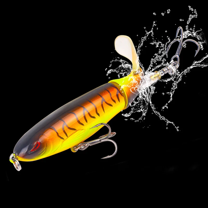 1 Pcs 10cm/14cm Topwater Fishing Lure Whopper Popper Artificial Bait Hard Plopper Soft Rotating Tail Fishing Tackle Fishing Bait