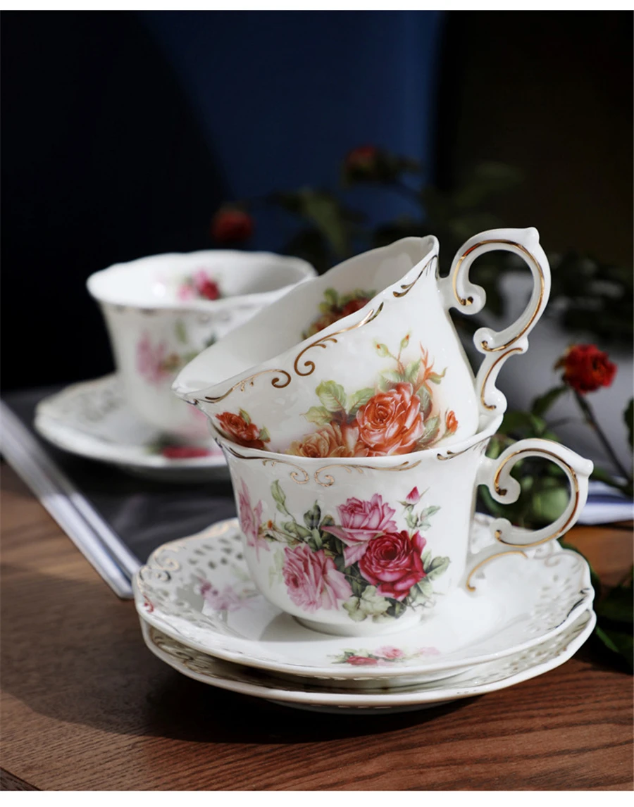 zuurgraad Riet Pretentieloos Retro Franse Keramische Kopje Koffie Holle Schotel Set Britse Rose  Beschilderd Porselein Afternoon Thee Kopjes Schotels Salontafel Decor| Koffiekopjes & Mokken| - AliExpress