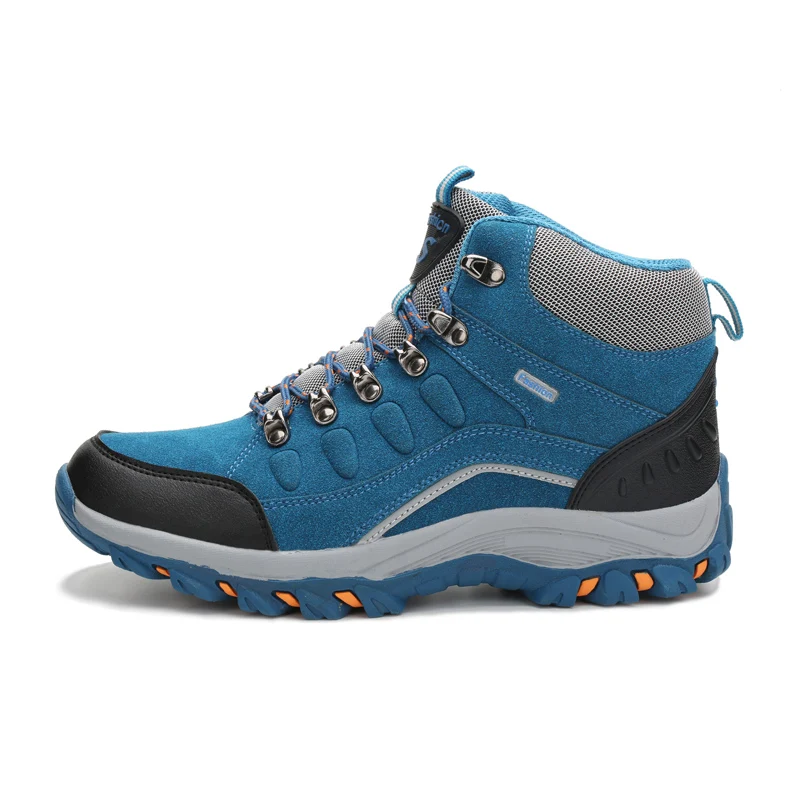 Уличные походные ботинки; женские нескользящие треккинговые ботинки; водонепроницаемые ботинки для альпинизма; повседневные женские кроссовки; кожаные ботинки для охоты - Цвет: Blue
