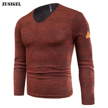 ZUSIGEL с v-образным вырезом, однотонный пуловер и свитер для мужчин, длинный рукав, повседневный толстый теплый мужской зимний свитер, трикотажное пальто