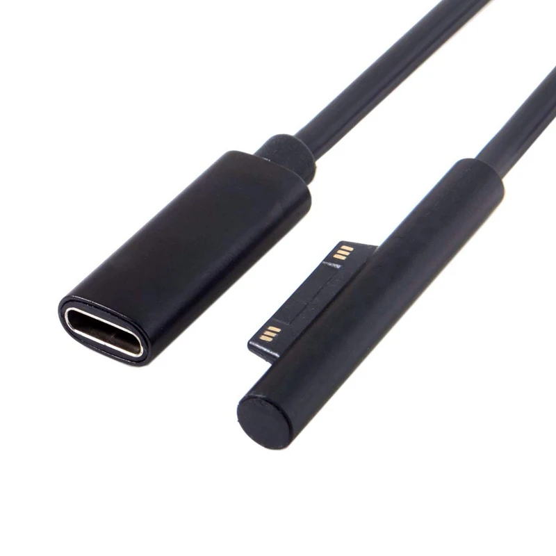 FULL-0.2M женский USB-C зарядный кабель для Microsoft Surface Pro 6/5/4/3 Поверхность ноутбука 1/2, 45Вт 15В PD кабель для зарядки