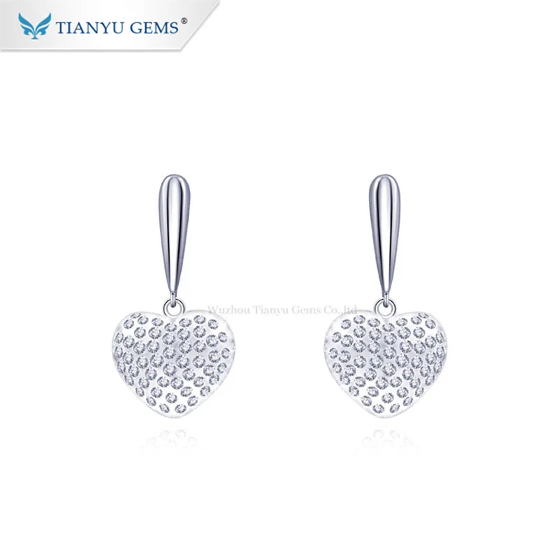 Серьги в форме сердца из белого золота Tianyu | Украшения и аксессуары