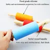 Silicone world Non-Stick Silicone Rolling Pin Wooden Handle Fondant DIY Pastry Dough Flour Roller Kitchen Baking Cooking Tools 6