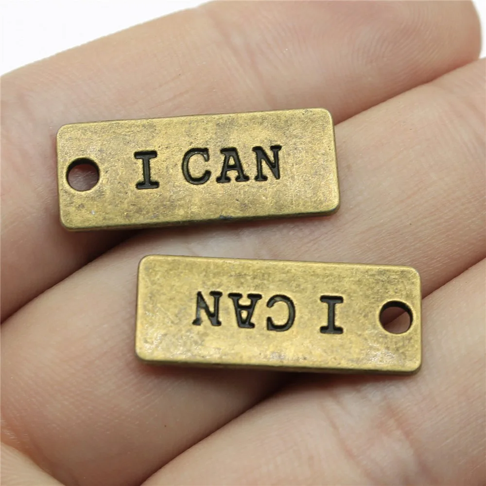 Wholesale Jewelry Lots Antique Bronze Color 24x10mm I Can Charm For Making Pendants Crafts 10 Pieces | Украшения и аксессуары