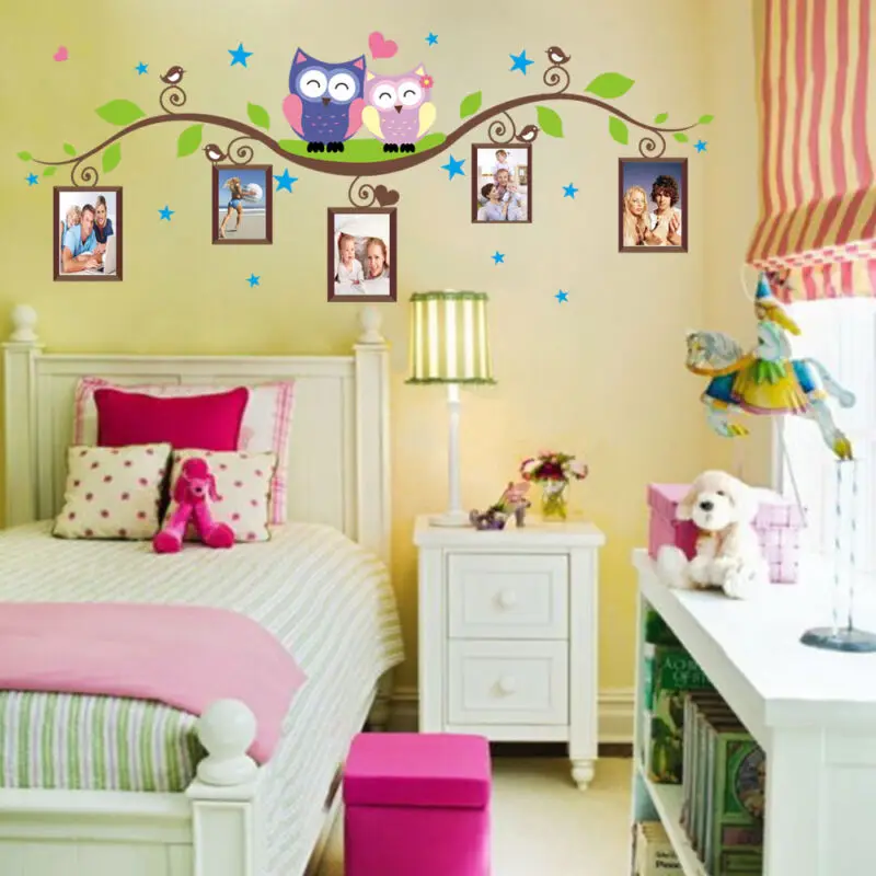 Us 2 95 20 Off Cute Owls Photo Frames Kids Room Decor Wall Sticker Bedroom Bathroom Living Room Wall Stickers Removable Vinyl Decals Mural On