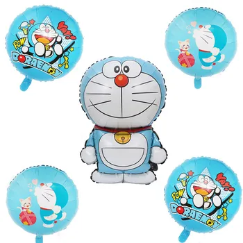 

(5pcs/lot) foil balloons mixed four round doraemon balloon and irregular large doraemon helium balloon for kid toys party supply