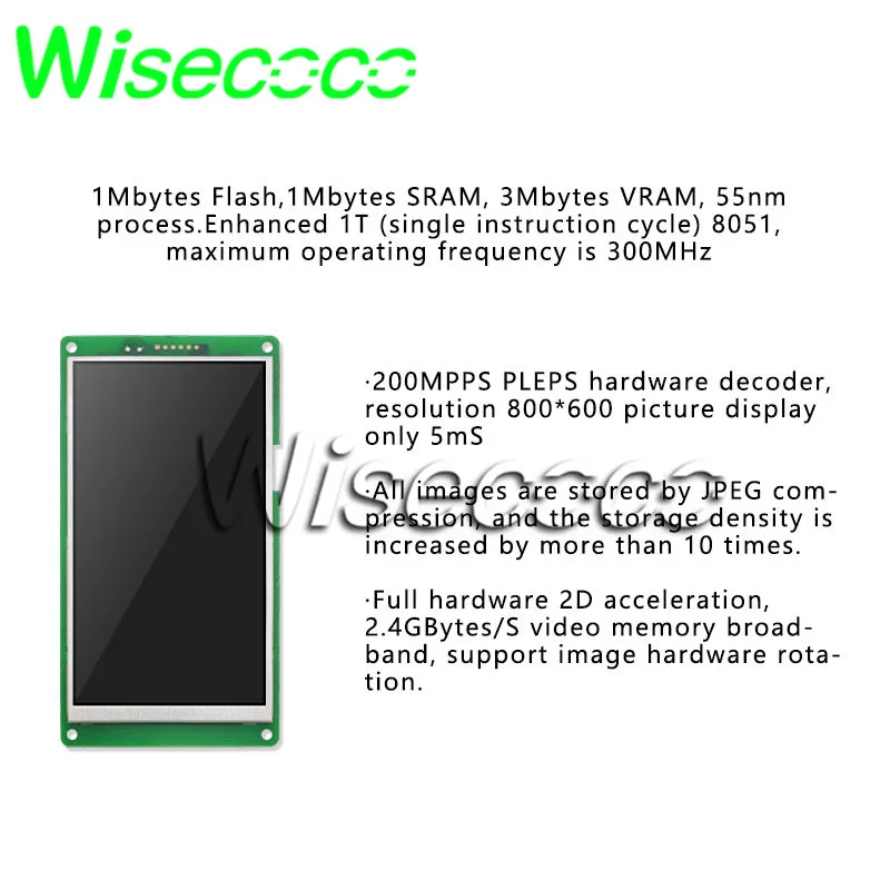 Wisecoco 5 дюймов последовательный порт DMG12720C050-03WTC Smart интеллигентая(ый) ЖК-дисплей модуль+ сенсорная панель ips дисплей DGUS 24-битный цвет T5L ASIC шахтер