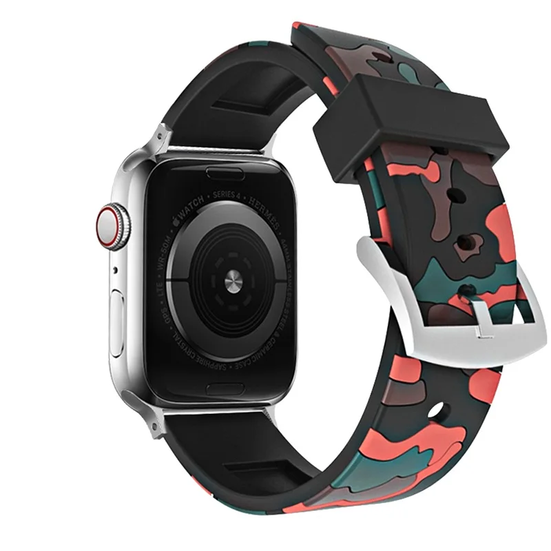 Спортивный ремешок для apple watch series 5 4 3 2 1 ремешок для iWatch CAMO Цвет Мягкий силиконовый сменный Камуфляжный ремешок адаптер