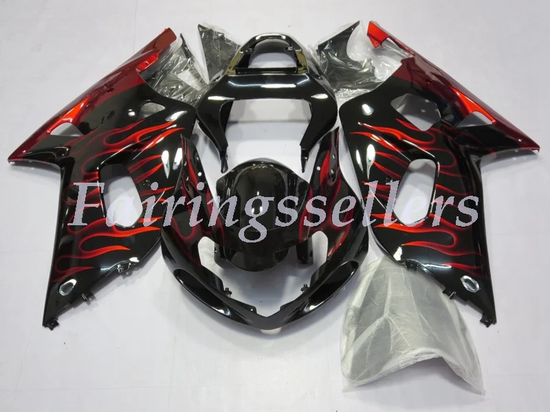 ABS Пластик обтекатели комплект подходит для Suzuki GSXR600 GSXR750 GSXR 600 750 01 02 03 2001 2002 2003 метеоритный черный - Цвет: Black red