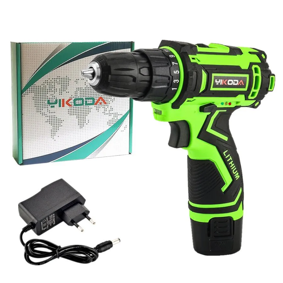12V-SET1 YIKODA 12 В Электрическая отвертка перезаряжаемая литиевая батарея Parafusadeira Furadeira Беспроводная электрическая дрель DIY электроинструменты - Цвет: 12V-SET1