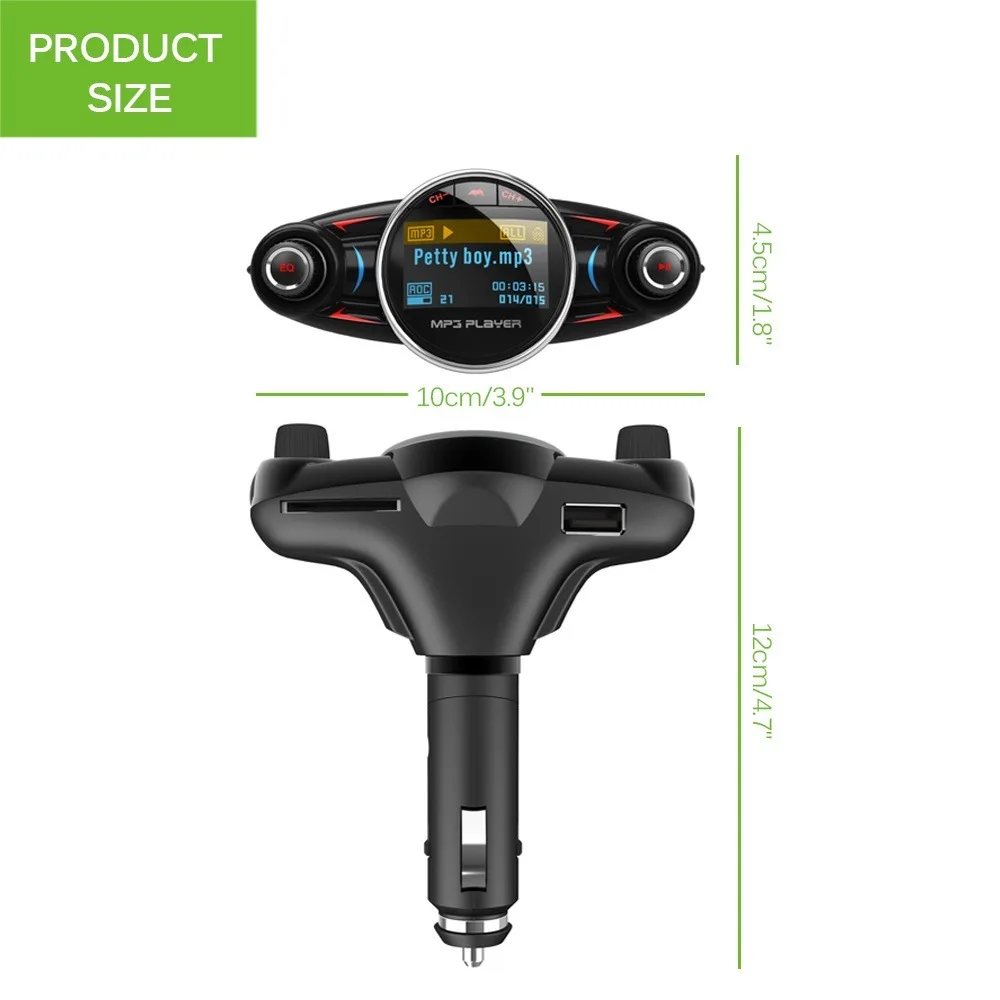 Производитель прямой разъем Лидер продаж BT08 Bluetooth Hands-free автомобильный комплект FM Автомобильный MP3 Bluetooth плеер с двойной головкой ручка Co
