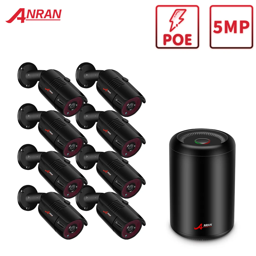 ANRAN 5MP HD 8CH водонепроницаемая IP камера ночного видения POE цилиндрическая NVR