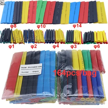 

164pcs Set Polyolefin Shrinking Assorted Wire Cable Insulated Sleeving Tubing Set Heat Shrink Tube