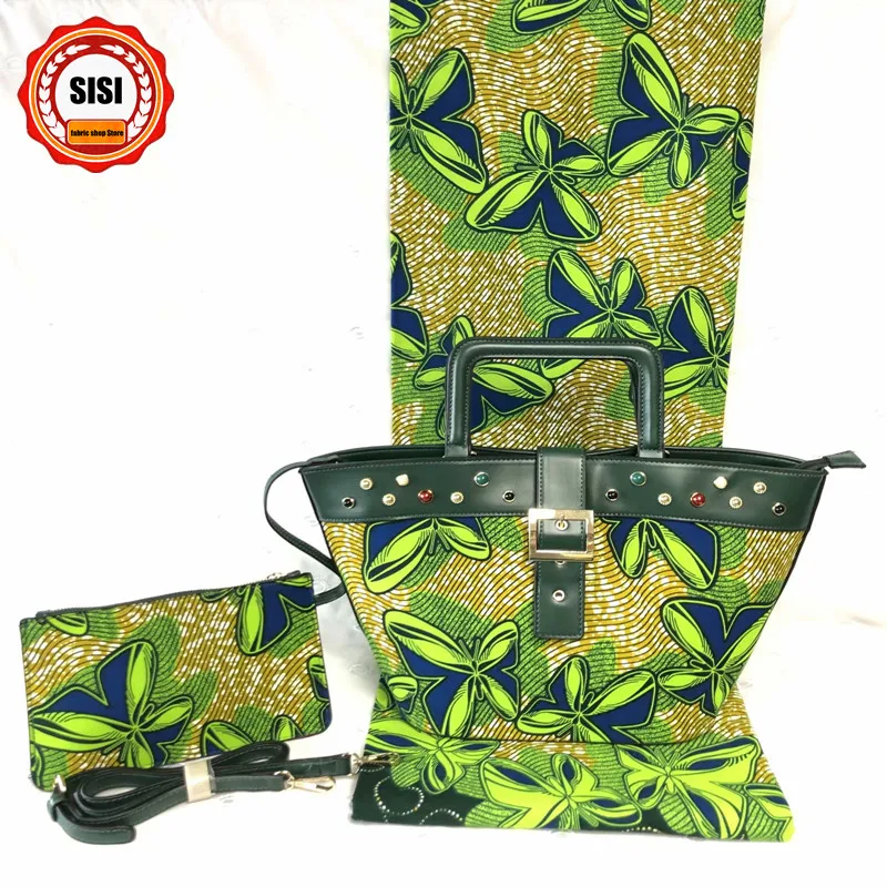 SISI Африканский воск сумочка набор, collocation высокого качества хлопок 6 ярдов Африканский Анкара расписаная восковая ткань женские Вечерние