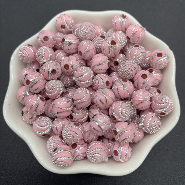 8mm Acrylic Spacer Beads Carving Vortex Loose Round Shape Beads For Jewelry Making