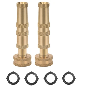 

2 Pack 4 Inch Brass Hose Nozzle Adapter Connector, Heavy Duty Brass Adjustable Garden Twist Hose Nozzle for Watering, Lawn, Clea