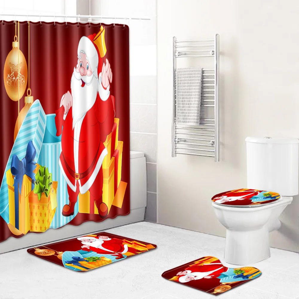 Zeegle Shower Curtain Anti-slip Bathroom Carpet Set Shower Mat Absorbent Toilet Rug Bathroom Rug Washable Bathroom Rug Set