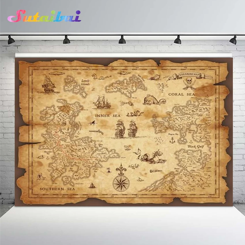 Old Map Treasure Hunt Adventure Backdrop Pirate Baby Shower Birthday Party  Photo Background Photography Photobooth Photocall - Backgrounds - AliExpress