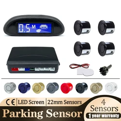Parking Sensor Kit Car Parktronic LCD Display Backlight Reverse Backup Radar Monitor System 4 Sensors 22mm 12V 8 Colors