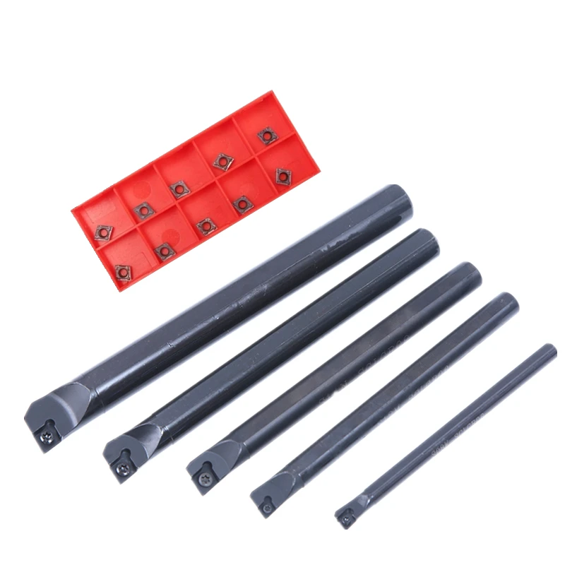 5PCS S06K / S07K / S08K / S10K / S12M SCLCR06 95 degree Turning Tool Holder Boring Bar With 10PCS CCMT060204 Carbide Inserts Set hobby vise