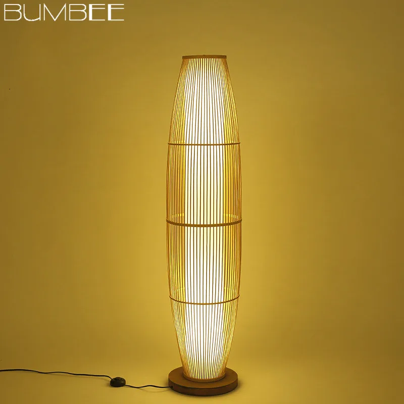 Китайский креативный бамбуковый торшер, Современная гостиная, минималистичный торшер, бамбуковый торшер, деревянный напольный светильник