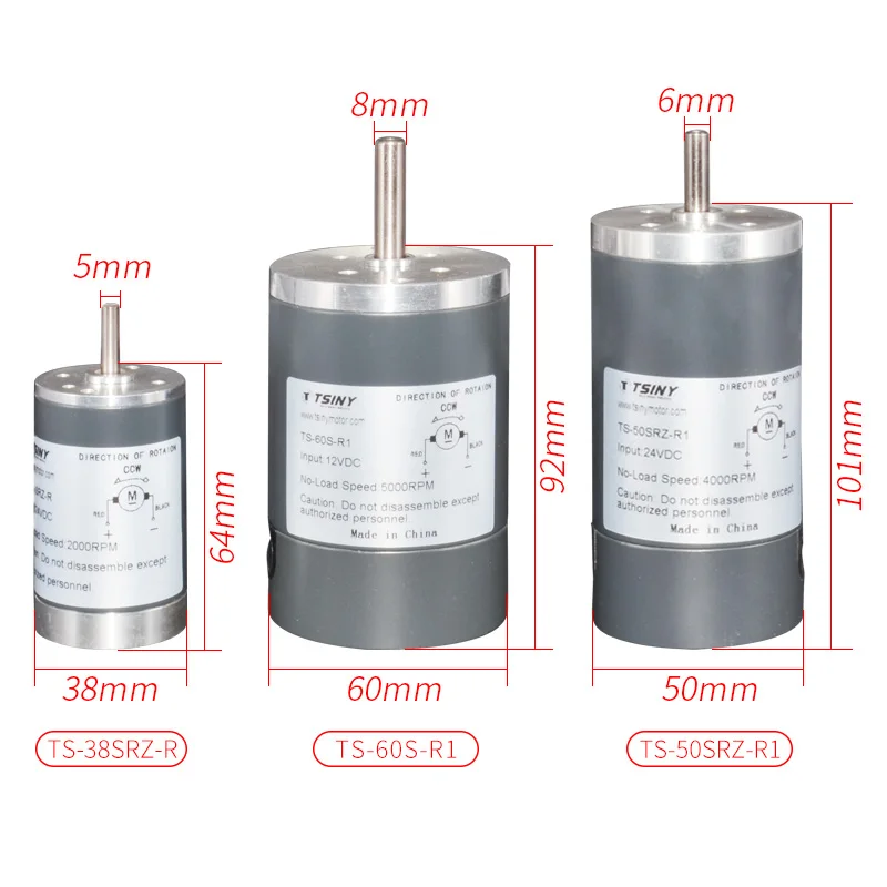 DC12V 24V TS-38SRZ-R High-speed DC motor Double ball bearing Marshmallow DC speed control small motor Low-noise high-speed motor