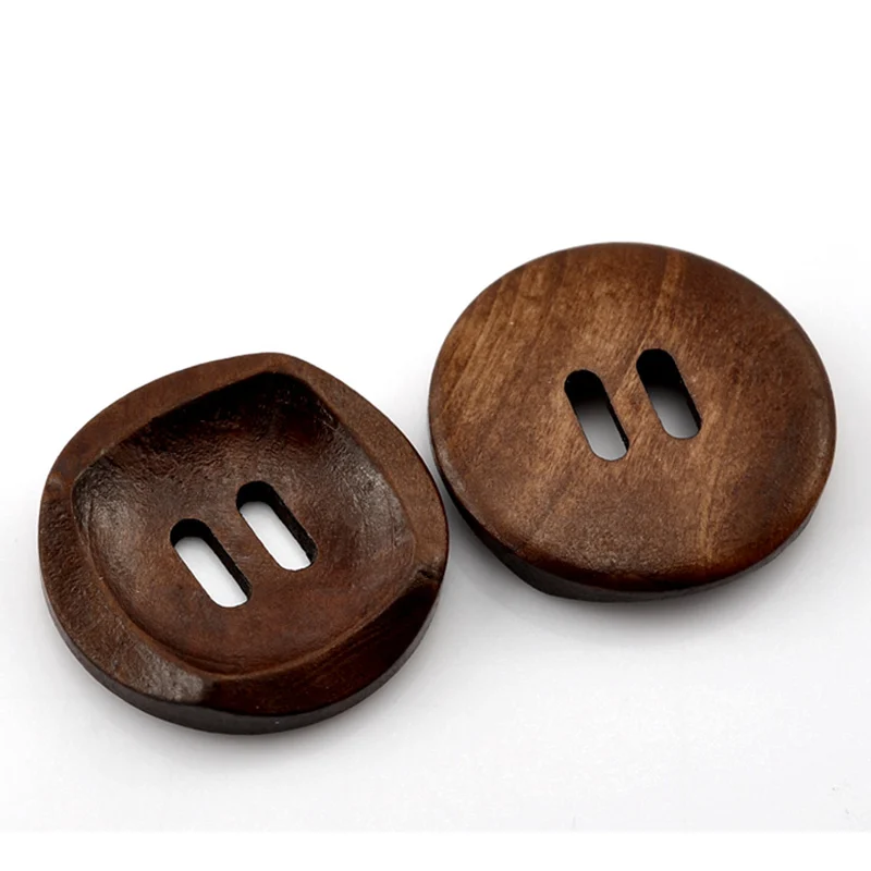 

DoreenBeads 4 PCs Coffee 2 Holes Round Wood Sewing Buttons for Scrapbooking Card Decor Garment Clothes DIY Accessories 30mm Dia.