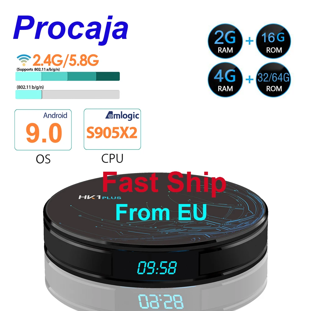 ТВ приставка Procaja HK1plus Android 9 0 2 ГБ/4 ГБ ОЗУ 16 Гб/32 ГБ/64 Гб ПЗУ четырехъядерный