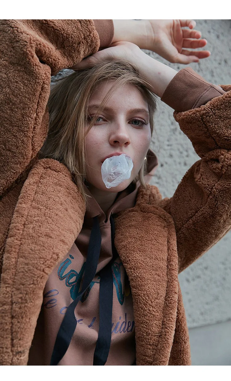 

Sold Out" 18aw-South Korea Versatile Fold-down Collar Fluffy Elegant Overcoat Middle Long Coat Women's Nm8wh8310