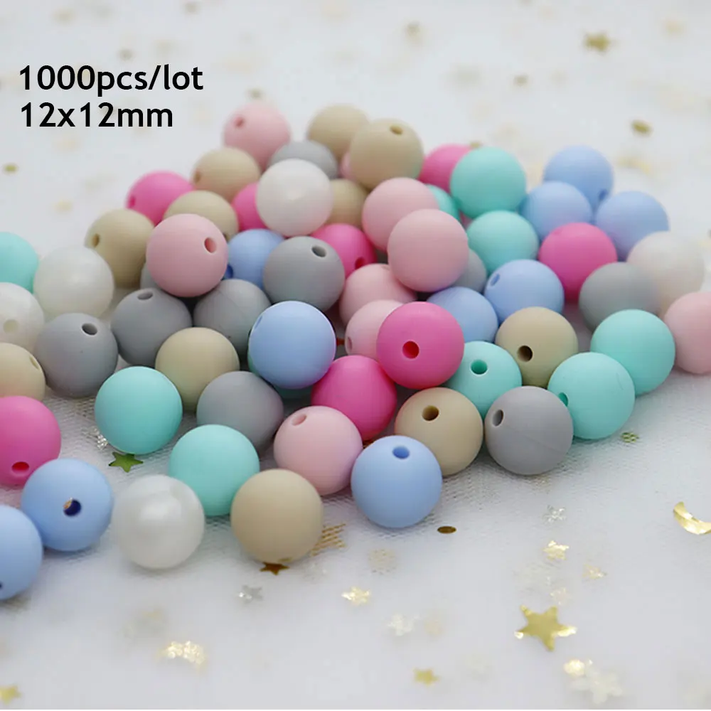 

1000Pcs 12mm Silicone Beads Round Baby Teether Bead BPA Free Teething Necklace Pacifier Chain Bead Tiny Rod Baby Products Toy