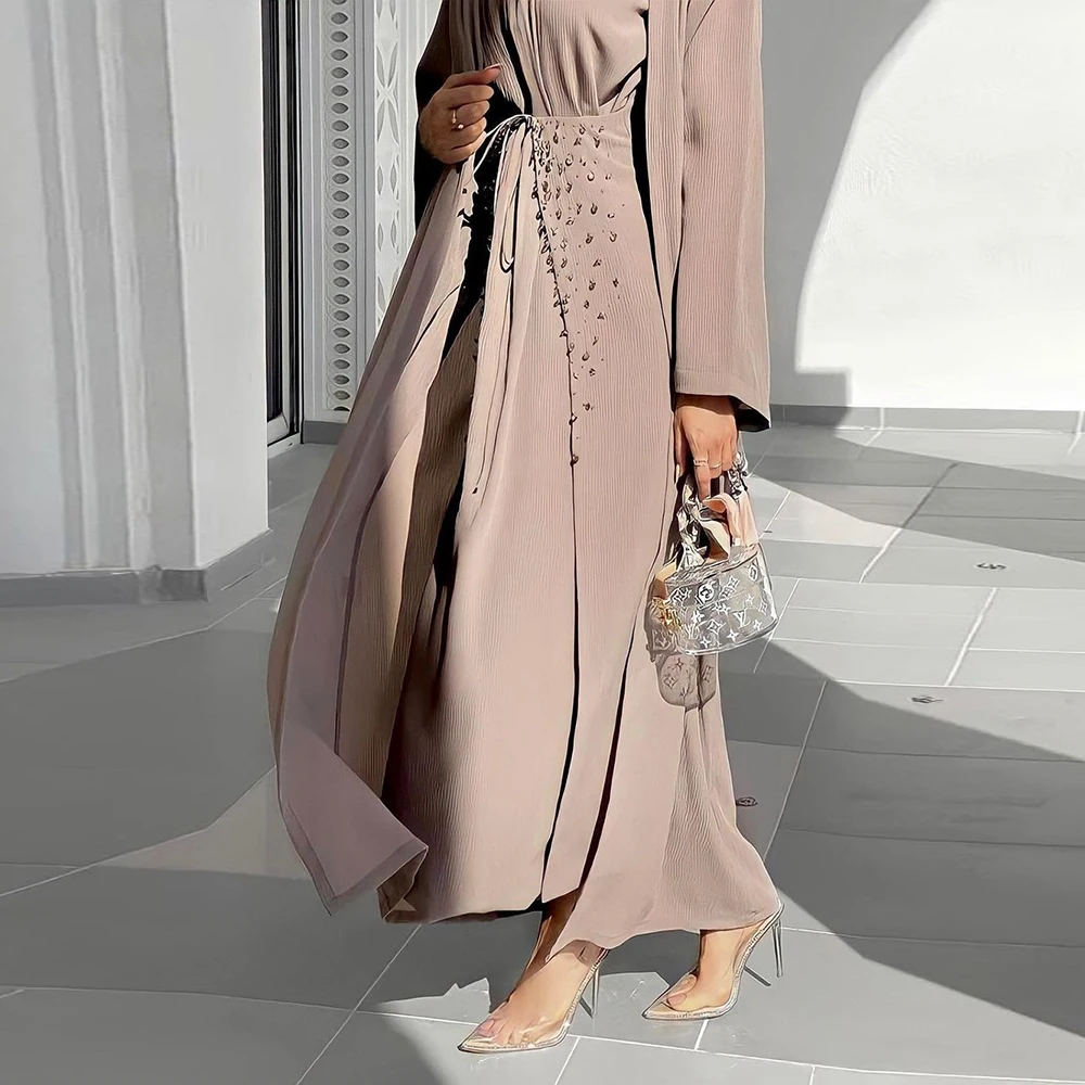 Muslim Dress Open Abaya Dubai Turkey Islam Arabic Sets for Women