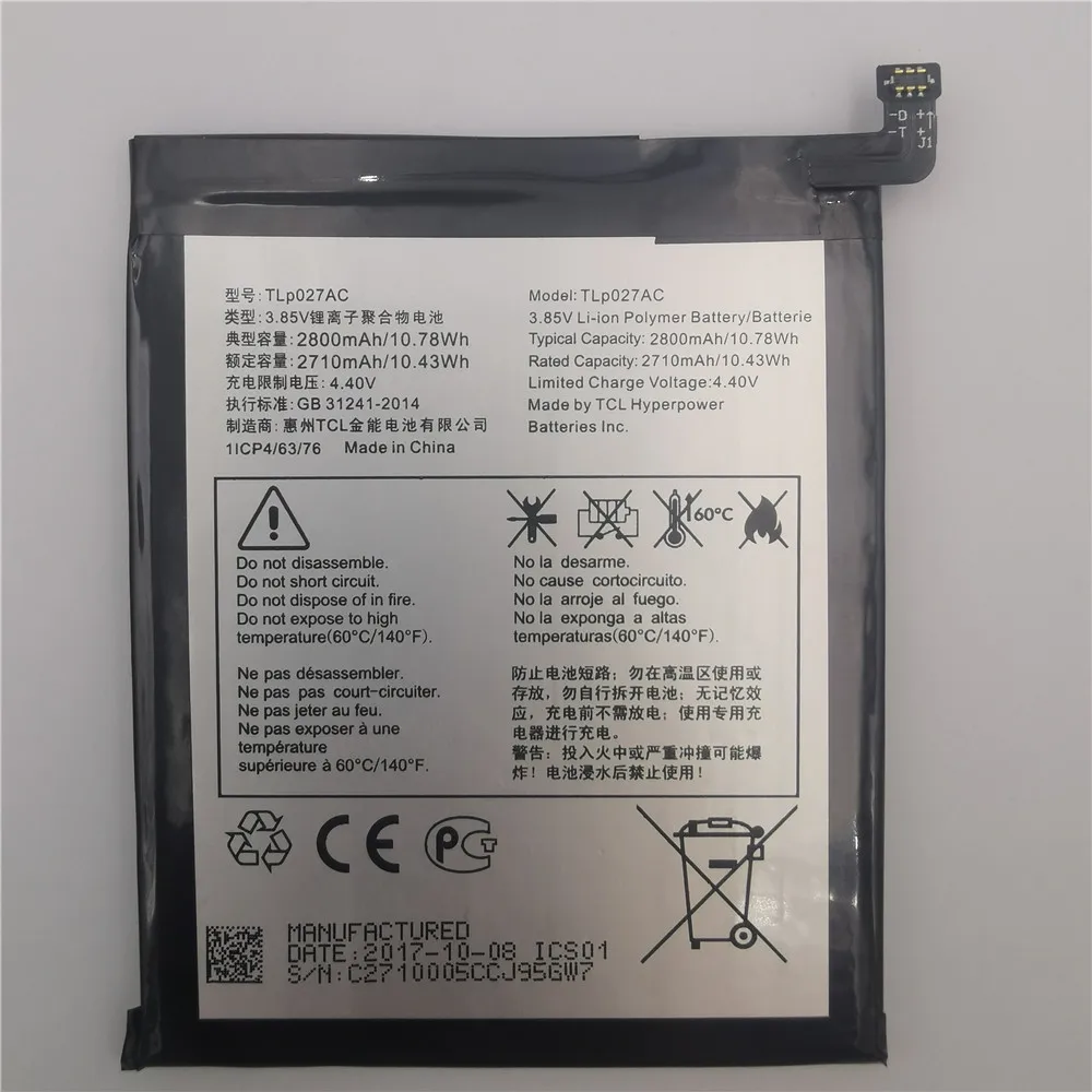 Новый 100% 2800 мАч TLp027AJ запасная батарея для Alcatel Idol 5 OT 6058D мобильный телефон