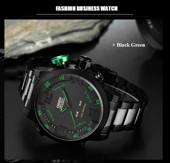

OHSEN Dual time Men Quartz Wristwatches Waterproof Black Military man Watch Fashion Sport Digital LED Clocks relogio masculino