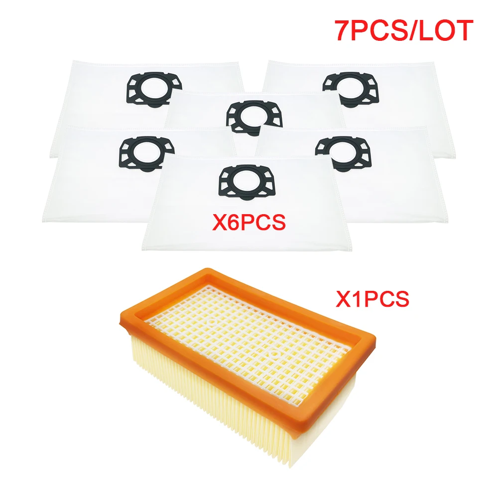 

7Pcs/lot Vacuum Cleaner parts for Karcher MV4 MV5 MV6 WD4 WD5 WD6 for Karcher WD4000 to WD5999 6pcs Dust Bags and 1pc Filter