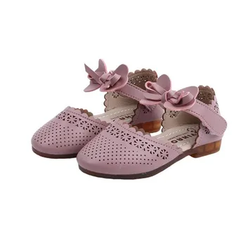 

Summer New Girls Big Bow Sandals Soft Bottom Hollow Princess Loafers Fashion Children's Moccasins