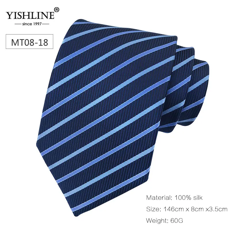 MT08-18 YISHLINE, новинка, 8 см, мужской галстук, шелковые галстуки, одноцветные, в горошек, мужские свадебные галстуки, мужские галстуки для жениха, галстук, самозавязанный, стрелка, Осень-зима, 20 стилей - Цвет: MT08-18