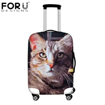 

FORUDESIGNS Suitcase Protective Covers Cat Oil Painting 3D Printing Luggage Cover Elastic Thick Suitcase Bag Travel Accessories