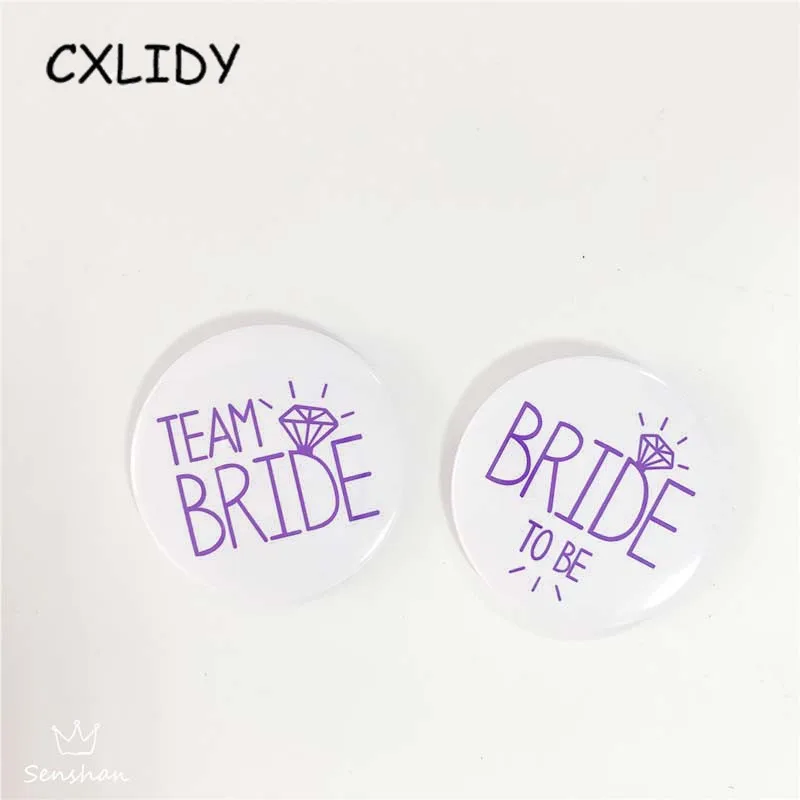 Purple word white Bottom Hen Party Supplies Purple Team Bride Badge Bride Badge Hen Party Decoration Wedding Badge (2)