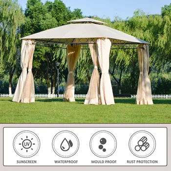 

Extra Large Double Tiered Grill Canopy Outdoor Picnic Camping Hiking Party BBQ Trade Show Quality Gazebo Tent with UV Protection